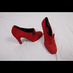 Marc by Marc Jacobs red suede heels.